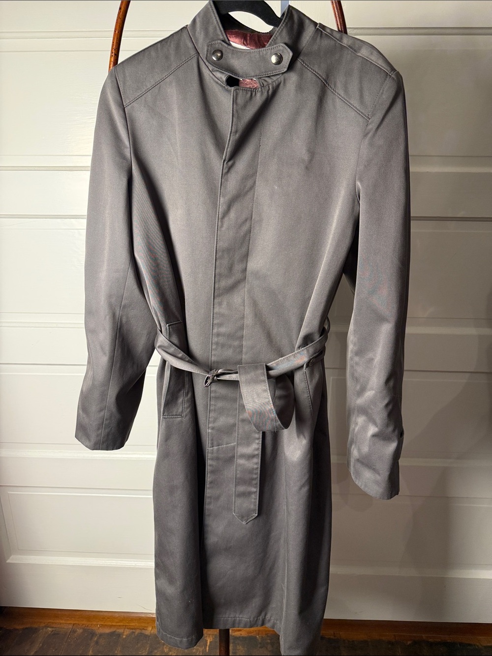 Men’s Gray Belted Trench Coat Nino Cerruti Paris Diffusion 38R Vintage